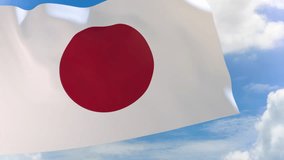 3D rendering of Japan flag waving on blue sky background with Alpha channel, National Foundation Day. Marks the day on which according to legend Emperor Jimmu founded Japan in 660BC