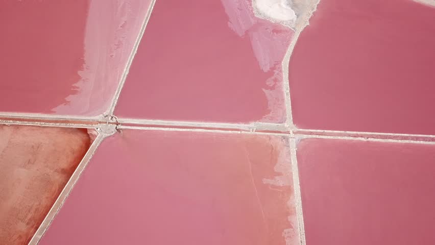 Earth's line. A drone vertical perspective of the ground's colors and shapes. Salt flats at Colonia de Sant Jordi, Ses Salines, Mallorca, Spain Royalty-Free Stock Footage #1012828988