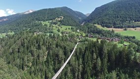 A Suspension Bridge on Swiss Alps in Valais, Switzerland.
