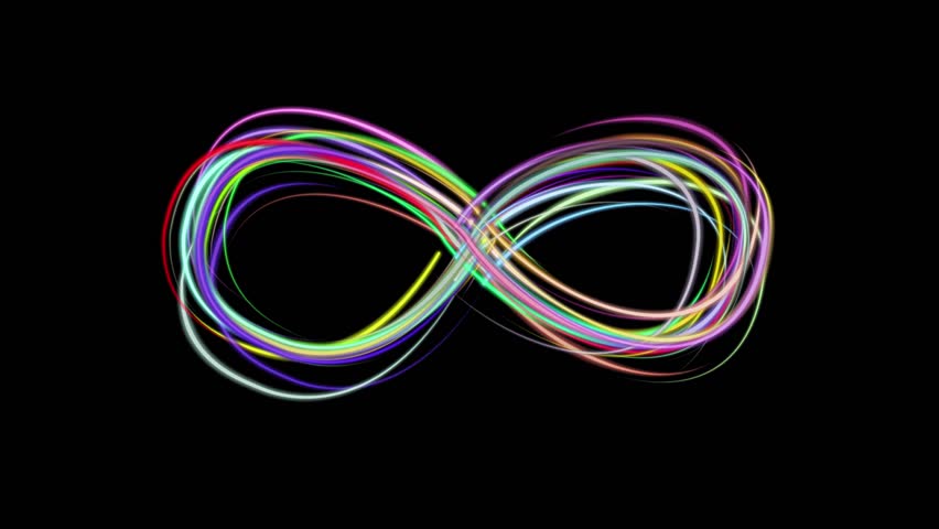 Neon Rainbow Color Drawn Elegant Infinity Stock Footage Video (100% 