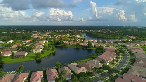 Aerial reveal rising video footage Port St Lucie residential homes