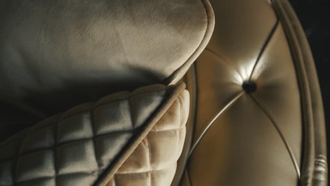 Luxury golden sofa on a loft background - Βίντεο στοκ