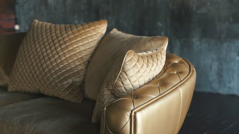 natural luxury gold leather sofa with rhombs