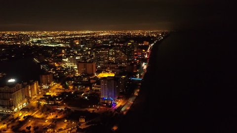 Night aerials Fort Lauderdale Beach FL 4k 24p