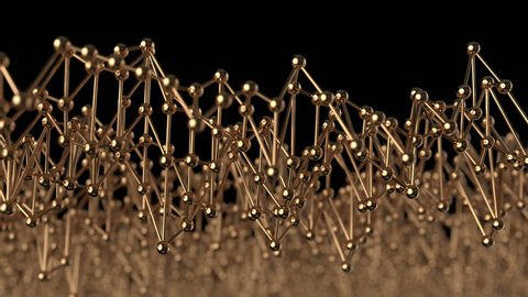 Abstract modern background in empty space. Futuristic gold shape. Technology network concept. Seamlessly looping animation