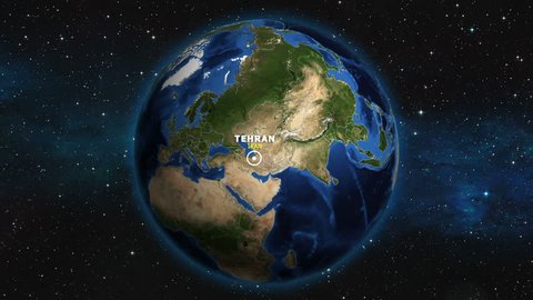 IRAN TEHRAN ZOOM IN FROM SPACE