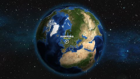GERMANY HAMBURG ZOOM IN FROM SPACE