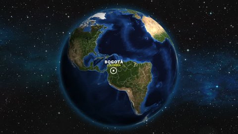 COLOMBIA BOGOTA ZOOM IN FROM SPACE