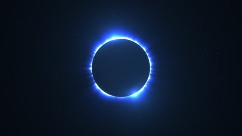 Blue Rotating Bright Twin Flared Solar Eclipse with Light Rays over Starry Sky Loop