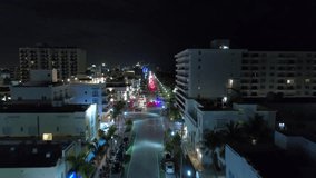 Aerial Miami night drone footage