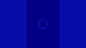 3d video with hexagonal shapes in different colors, zooming and turning on dark blue background. Logotype abstract shape useful as intro, advertisement component