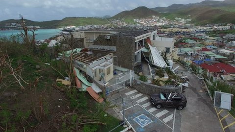 St.martin September 2017:Hurricane Irma a category 5 storm completely destroyed a building on french st martin