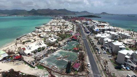 Hurricane Irma a category 5 storm destroyed homes, hotels and businesses on the French side of the island. Damage sustain in the Caribbean island of st martin during hurricane Irma. 