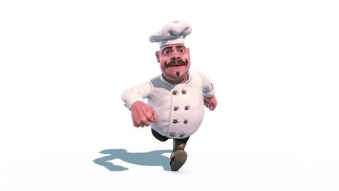 Fun Chef Fast Run Alpha Matte Front 3D Rendering Animation