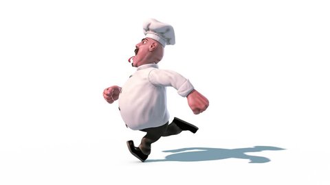 Fun Chef Run Tongue Alpha Matte Side 3D Rendering Animation