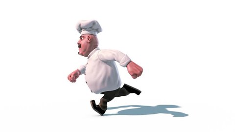 Fun Chef Fast Run Alpha Matte Side 3D Rendering Animation
