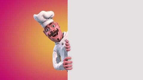 Fun Chef Pizza Alpha Matte 3D Rendering Animation