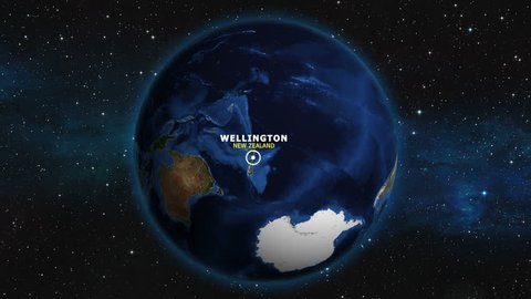 NEW ZEALAND WELLINGTON ZOOM IN FROM SPACE