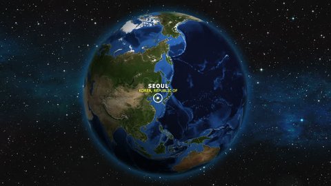 KOREA REPUBLIC OF SEOUL ZOOM IN FROM SPACE