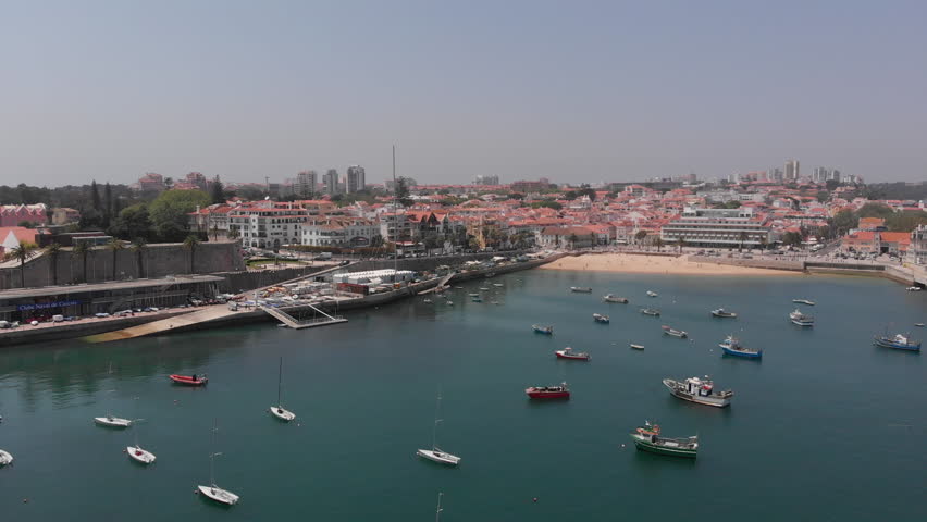 Cascais Beach and town aerial view, Lisbon, Portugal