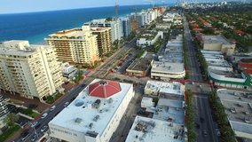 Aerial video of Miami Beach Bay Habour