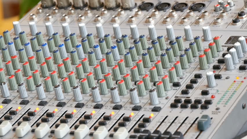 Film, TV, equalizers, sound studio, audio console, mixer, sliders | Shutterstock HD Video #1012963019