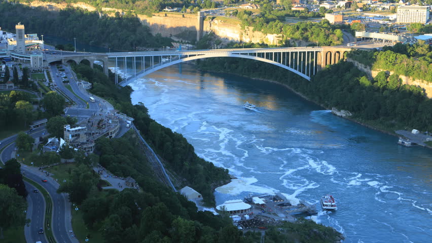 Timelapse of the Rainbow Bridge in Niagara Falls, Canada 4K