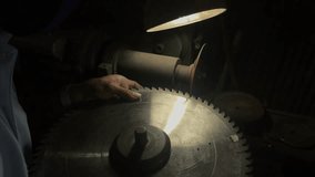Grinding saw blade, video 4k
