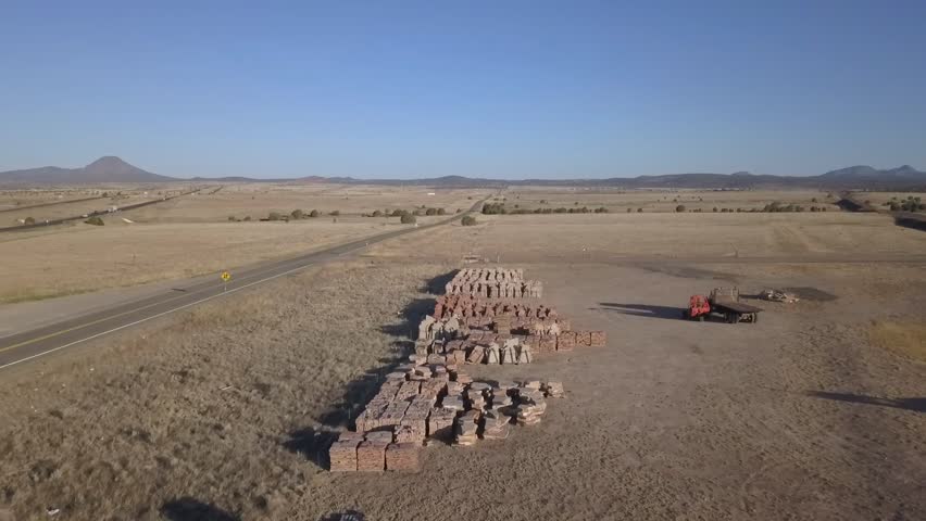 Aerial of a storage lot with quarried flagstone