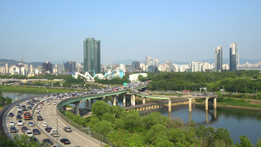  Traffic in Seoul City, South Korea.