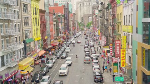 New York, United States, June 10, 2018: Henry street part of China town seen from the Manhatten bridge in Downtown New York city