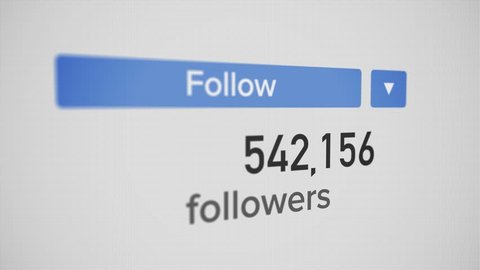 A 3D closeup video counter of an influencer's social media number increasing to 1 billion followers. Perspective version.  	Web traffic concept.