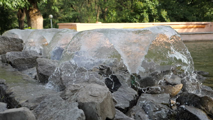 Fountain in City Park. slow motion