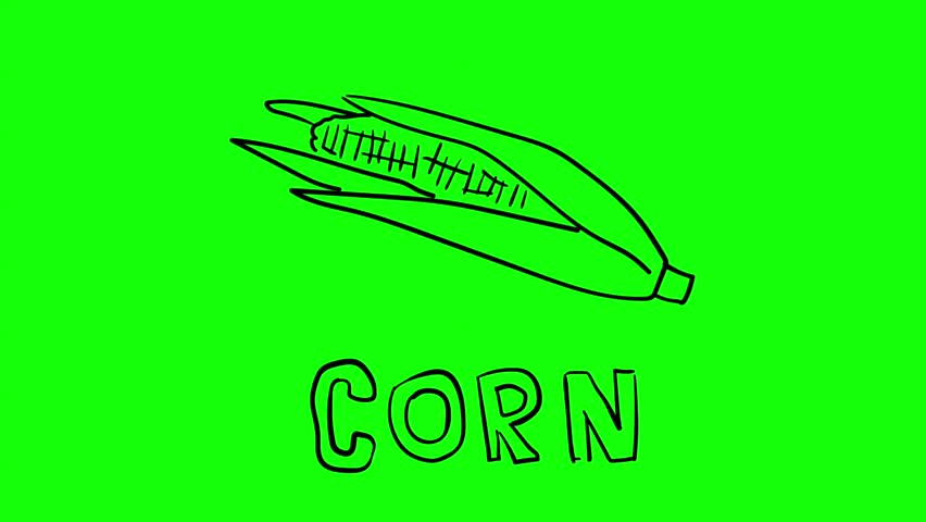 Animated object on a green background. drawn by hand. In the style of sketch.