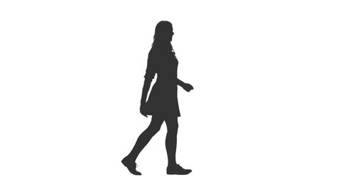 Silhouette Cheerful Young Woman Walking Mini Stock Footage Video (100% ...