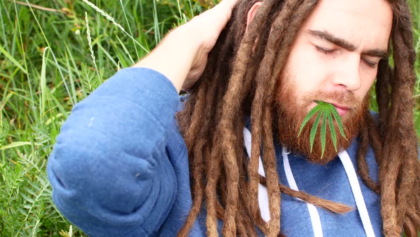 handsome young man with dreadlocks