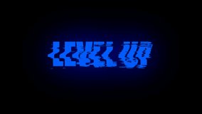 Letters of Level up text with noise on black, 3d rendering background, computer generating for gaming