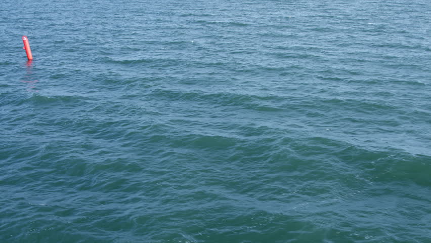 Sea surface with waves and red buoy