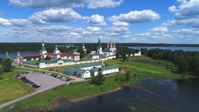 View at the Valdai Iversky Bogoroditsky Svyatoozersky monastery. Valdai. Russia