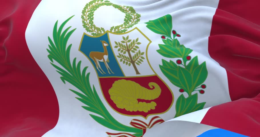 Waving Peruvian flag.