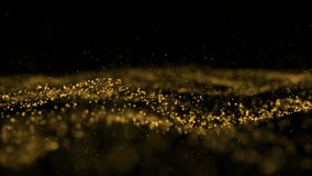 Digital gold wave particle background. Abstract background.