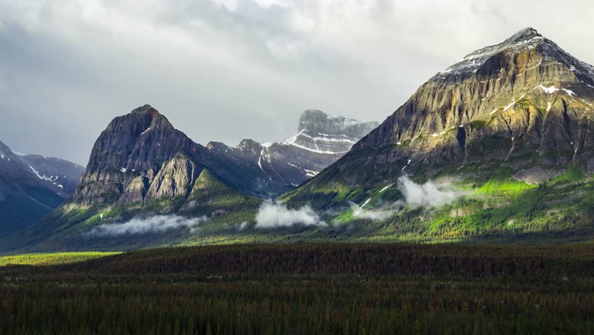Jasper national park rocky mountains morning timelapse