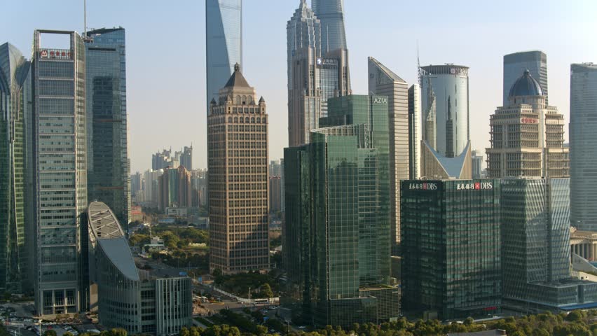 SHANGHAI, CHINA - CIRCA October 2016 Aerial view of lujiazui in shanghai,pu dong drone footage. | Shutterstock HD Video #1013131199