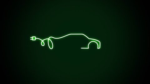 Charging the battery is an electric car. Graphic animation.