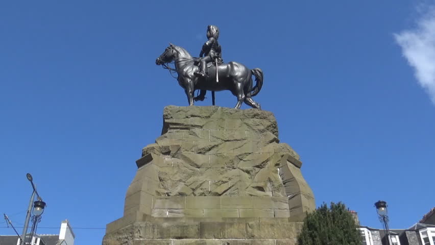 A statue of a knight on a horse in Edinburgh, Scotland