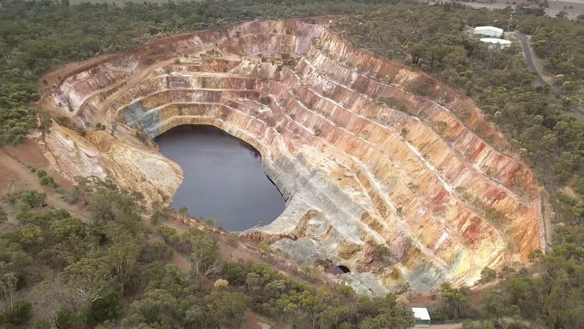 Aerial Shot of Peakhill Open Cut Gold Mine, Peak Hill,New South Wales, Australia