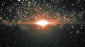 Space multicolored background with particles. Space colored dust with stars on black background. Sunlight of beams and gloss of particles galaxies.