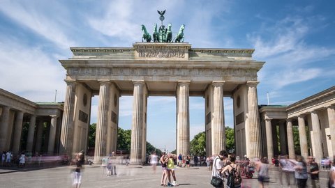 Hyperlapse time lapse sequence of the Brandenburg Gate in Berlin