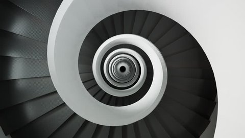 03531 Modern spiral staircase endless loop. Camera moving down.