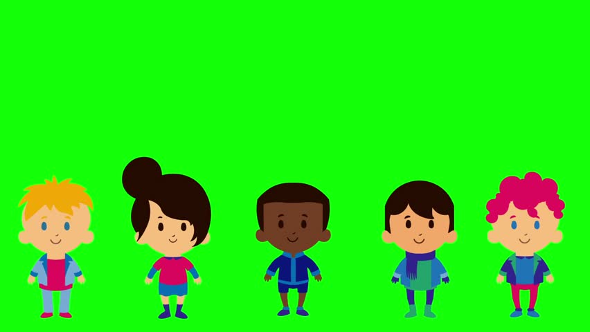 Vector Cartoon Kids Isolated On Stock Footage Video (100% Royalty-free